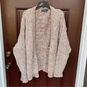 EUC XL Beige vtg Finalist knit cardigan vintage tan cotton
